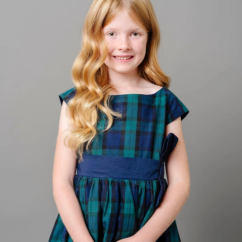 Hope & Henry Little Girls Cap Sleeve Party Dress with Bow Sash, Toddler|Child