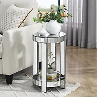 Crystal Inlay Mirror Coffee Table with Storage