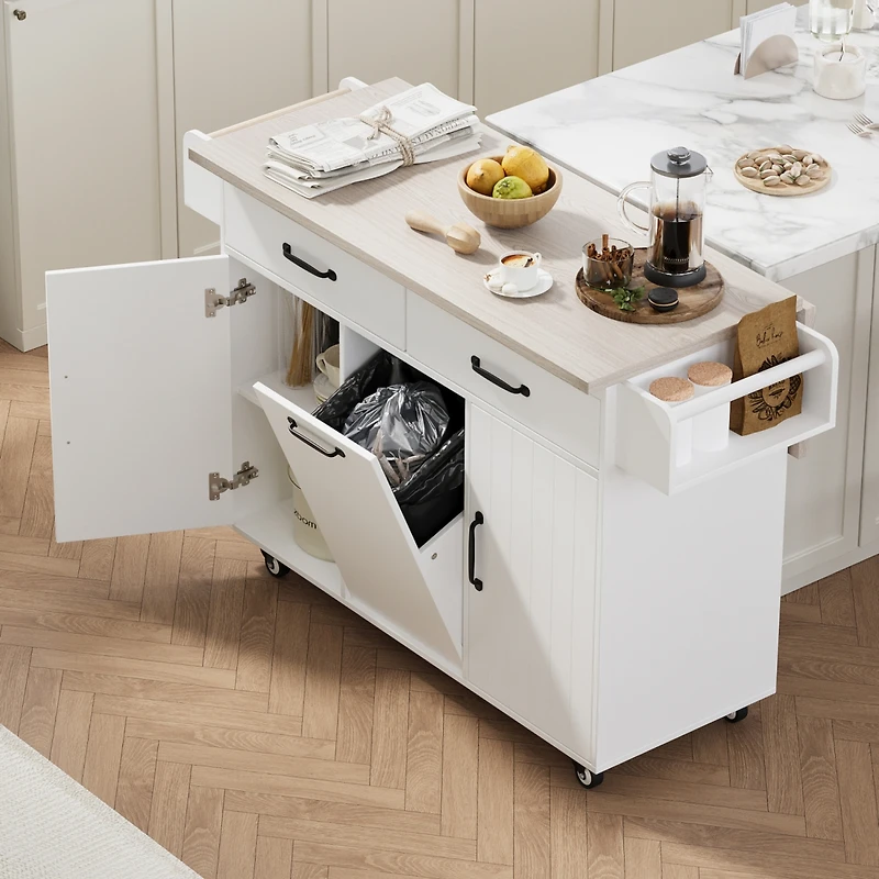 Streamdale Multipurpose Kitchen Island with Tilt-Out Trash Can