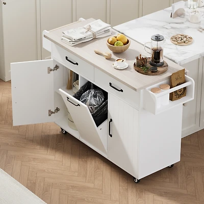 Streamdale Multipurpose Kitchen Island with Tilt-Out Trash Can