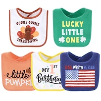 The Peanutshell Baby Boys New Holiday Terry Bib 10 Pack Set