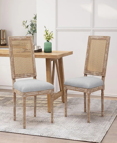 Streamdale Furniture French Country Cane Back Dining Chair With Upholstered Seat