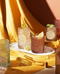 The Wine Savant Khen Hobnail Drinking Glasses Pastel Colored Beaded Set of 12
