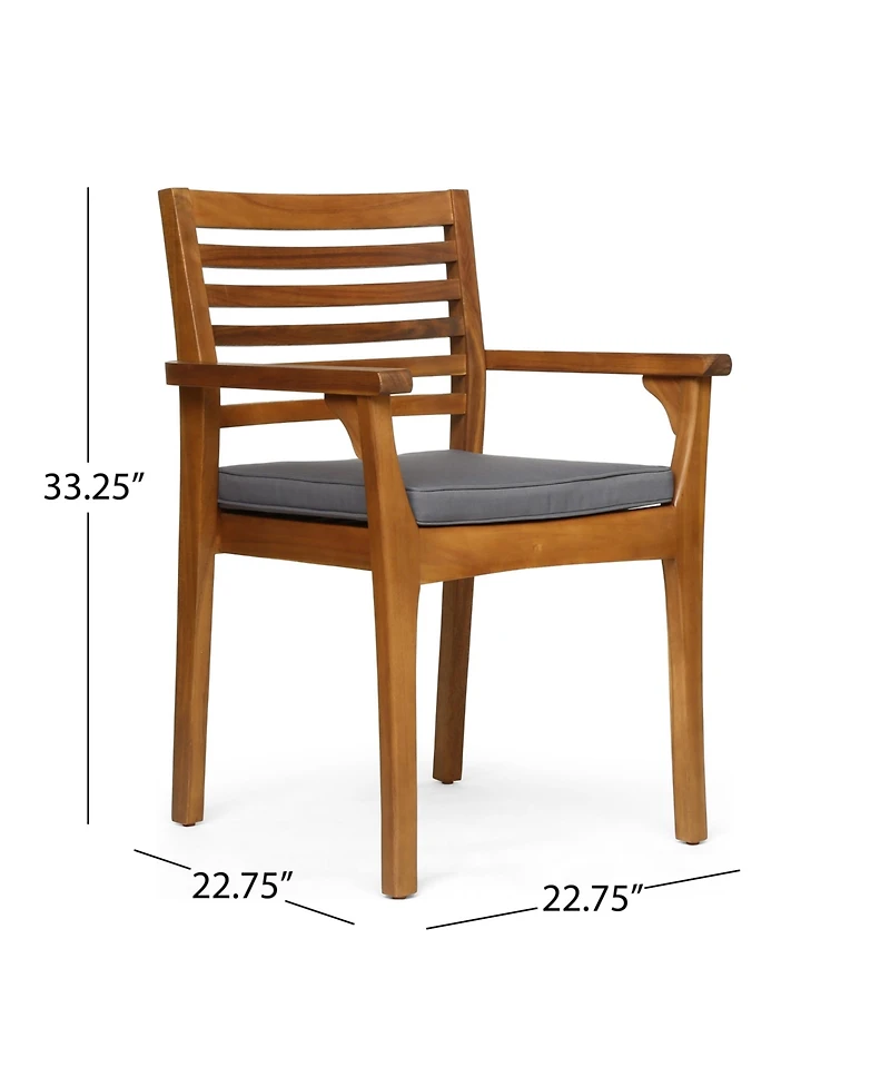 Streamdale Teak & Wicker Patio Dining Chair With Dark Grey Cushion