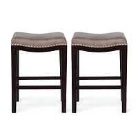 Streamdale Acacia Wood Studded Counter Stool (Set Of 2)