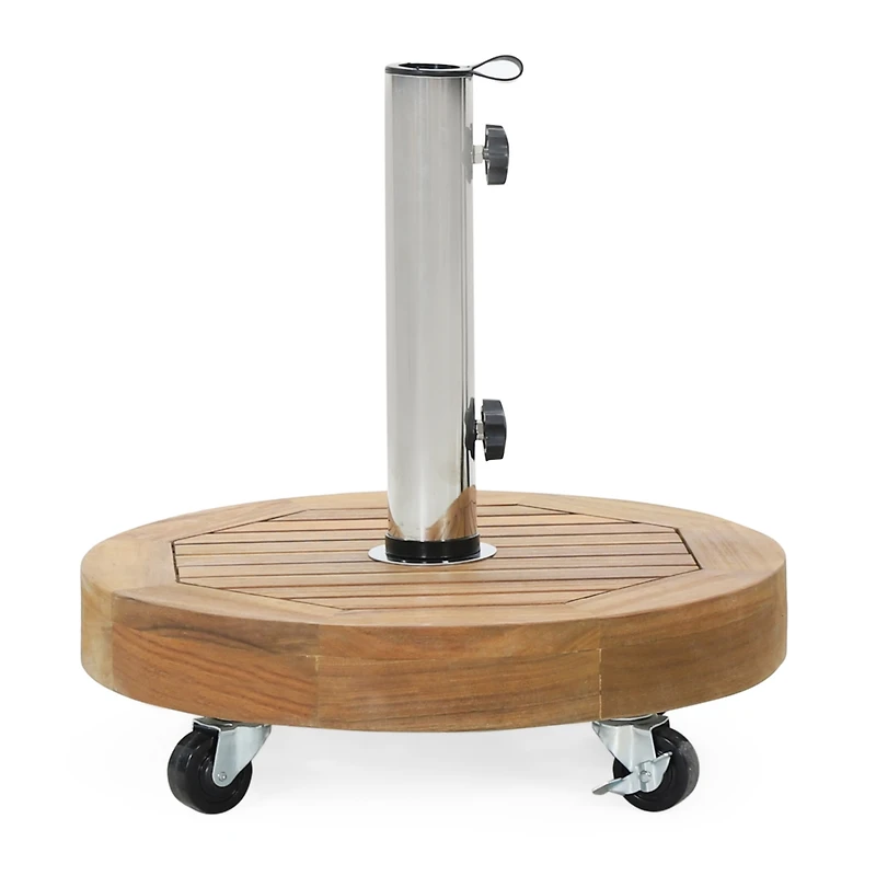 Acacia Wood Umbrella Base With Concrete Core