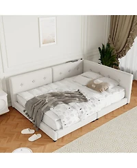 Streamdale Upholstered Queen Size Platform Bed With Usb Ports