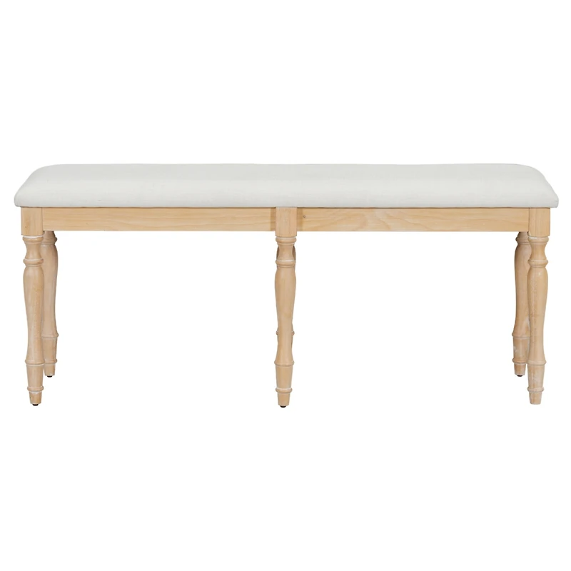 Streamdale Vintage 50.4" Upholstered Dining Bench with Turned Legs