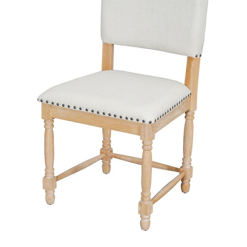 Streamdale Vintage Upholstered Dining Chairs with Turned Legs and Nailhead Trim