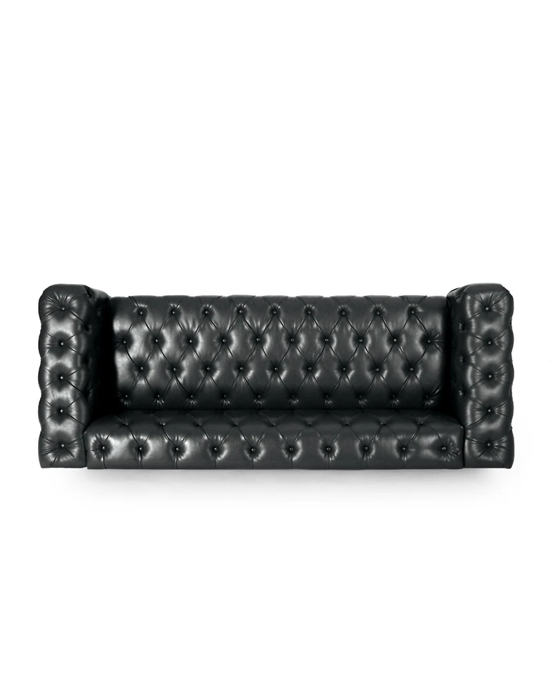 Streamdale Furniture 3-Seat Sofa: Button-Tufted, Solid Wood Legs, Pu Fabric