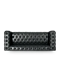 Streamdale Furniture 3-Seat Sofa: Button-Tufted, Solid Wood Legs, Pu Fabric