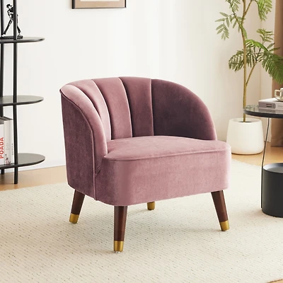 Streamdale Stylish Velvet Barrel Accent Chair with Sturdy Legs