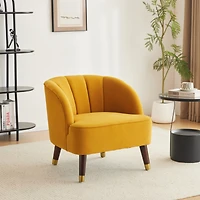 Streamdale Stylish Velvet Barrel Accent Chair with Sturdy Legs