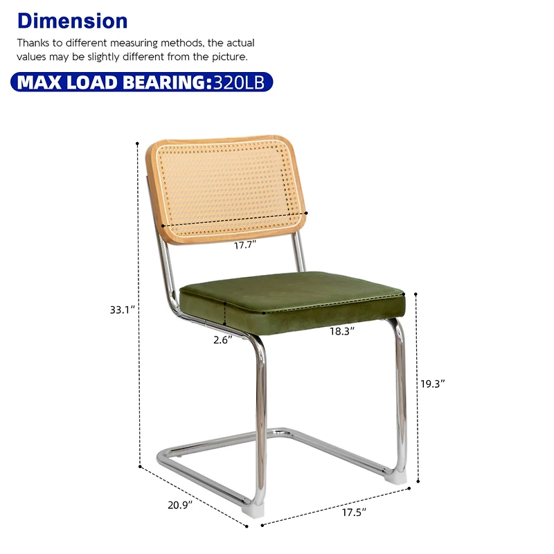 Simplie Fun Mid-Century Modern Velvet Rattan Dining Chairs with Chrome Legs (Set Of 2)