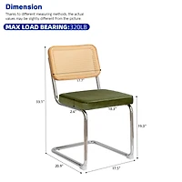 Simplie Fun Mid-Century Modern Velvet Rattan Dining Chairs with Chrome Legs (Set Of 2)