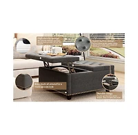 Streamdale Oversized Storage Square Ottoman with Double Door Storage