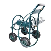 Streamdale Furniture 4-Wheel Garden Hose Reel Cart with Basket