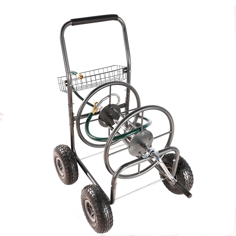 Streamdale 4-Wheel Garden Hose Reel Cart with Basket