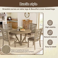Simplie Fun Modern Farmhouse Round Dining Table, 45.7", Rustic Grayish Brown