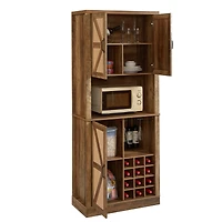 Streamdale Farmhouse Oak Cabinet with Faux Rattan & Wine Storage
