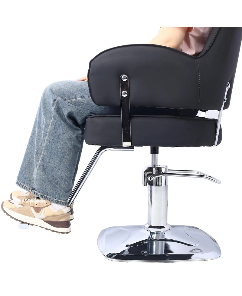 Simplie Fun Wide Seat Hydraulic Barber Chair with Stainless Steel Footrest