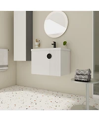 Wall-Mounted Vanity with Ceramic Sink and Soft-Close Doors