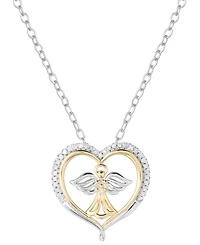 Diamond Angel Heart 18" Pendant Necklace (1/8 ct. t.w.) in Sterling Silver & 14k Gold-Plate