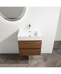 Streamdale 24" Wood Grain Vanity with Resin Sink & Soft-Close Drawers