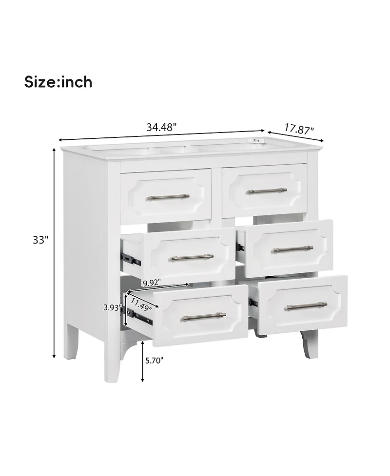 Streamdale 36'' Freestanding Bathroom Vanity with 4 Drawers, Solid Wood Frame
