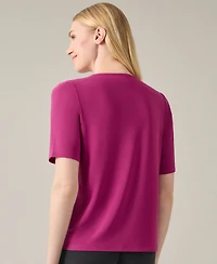 Kasper Women's Pleat Neck Knit Top, Regular & Petite