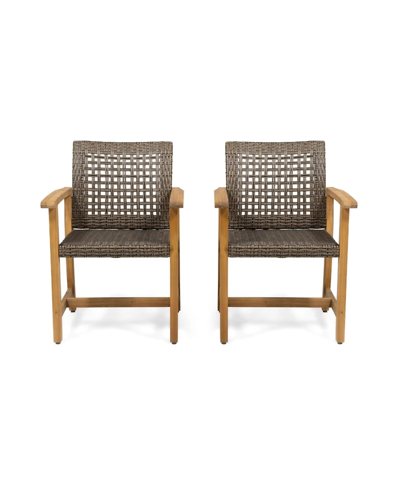Streamdale Acacia Wood And Wicker Dining Chairs (Set Of 2)