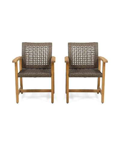 Streamdale Acacia Wood And Wicker Dining Chairs (Set Of 2)
