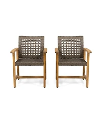 Streamdale Acacia Wood And Wicker Dining Chairs (Set Of 2)