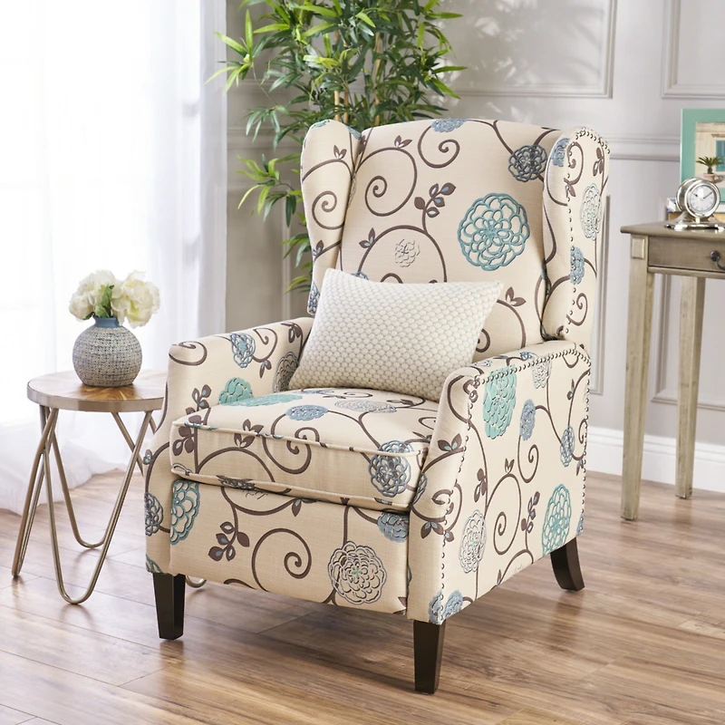 Streamdale Traditional Wingback Recliner With Studded Border
