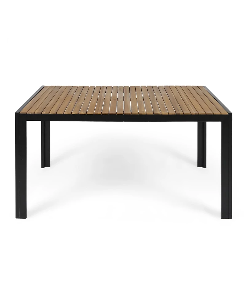 Streamdale Modern Acacia Wood & Iron Outdoor Dining Table