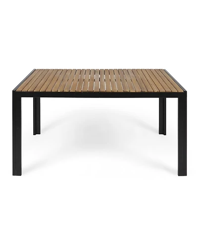 Streamdale Modern Acacia Wood & Iron Outdoor Dining Table