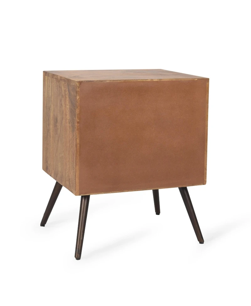 Simplie Fun Mid-Century Modern Mango Wood Cabinet With Chevron Tile Door