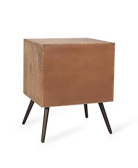 Simplie Fun Mid-Century Modern Mango Wood Cabinet With Chevron Tile Door