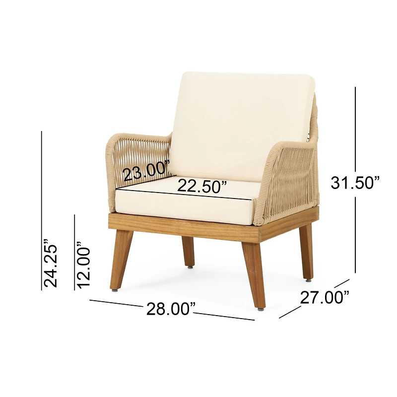 Streamdale Annisa Acacia Wood Rope Weave Club Chair