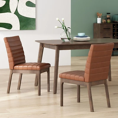 Streamdale Furniture Mid-Century Modern Dining Chair Set With Channel Stitching And Splayed Legs