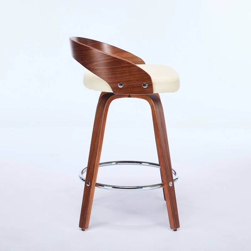 Streamdale Walnut Mid-Century (Set Of 2) with Swivel Seats (25" Counter Height)