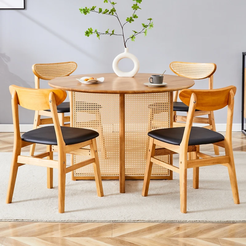 Streamdale Solid Wood Dining Set Table & Chairs for Home & Office