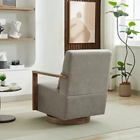 Streamdale 30.3"W Swivel Accent Chair with Solid Wood Arms & Comfy Cushion