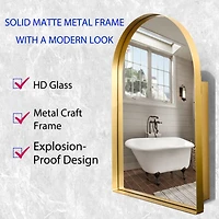 24x36" Recessed Gold Metal Medicine Cabinet with Mirror