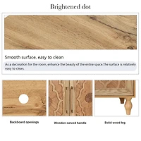 Carved Wood Storage Cabinet with Metal Handles