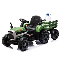 24V Electric Ride-On Tractor with Trailer, Remote Control, Music, Lights, Safety Belt