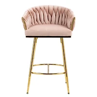 Simplie Fun 26'' Adjustable Velvet Bar Stools with Hand-Wave Back (Set of 2)