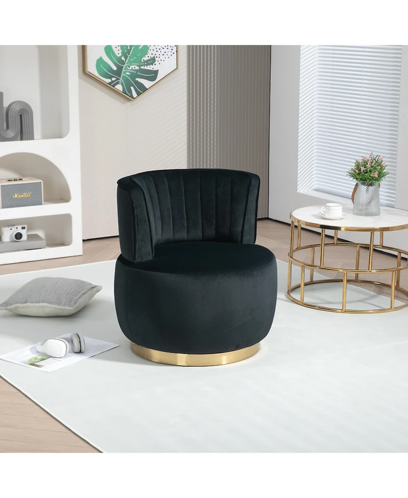 Simplie Fun 360° Swivel Velvet Barrel Accent Chair