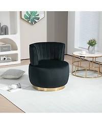 Simplie Fun 360° Swivel Velvet Barrel Accent Chair
