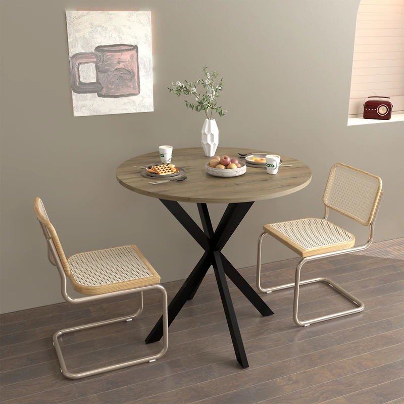 Streamdale Modern Industrial Dining Table, 31.5" Round
